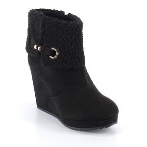 Juicy Couture black suede ankle boot wedges